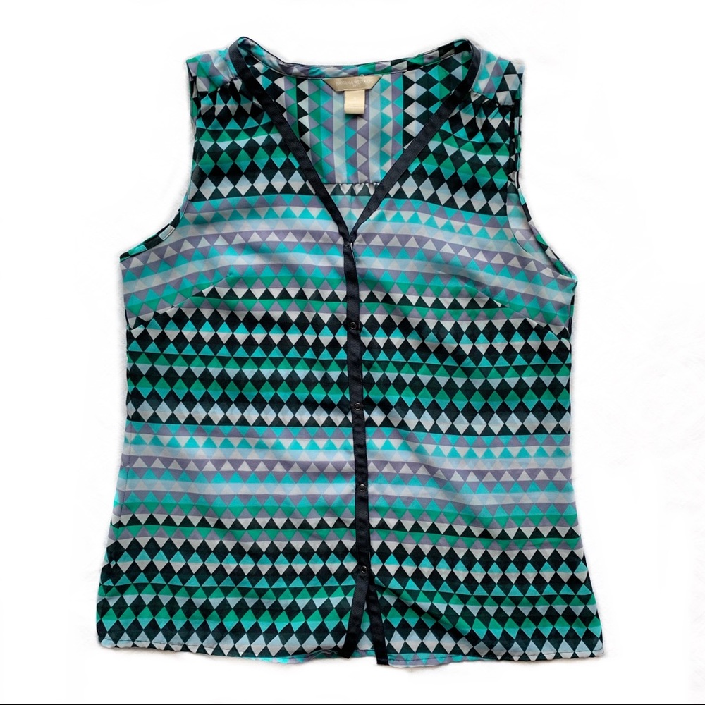 Banana Republic Blue Green Geometric Blouse Size S